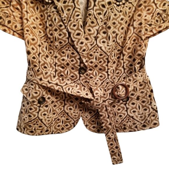 Banana Republic Tan Brown Short Sleeve Safari Print Jacket Size 0   8 374 - Picture 8 of 11
